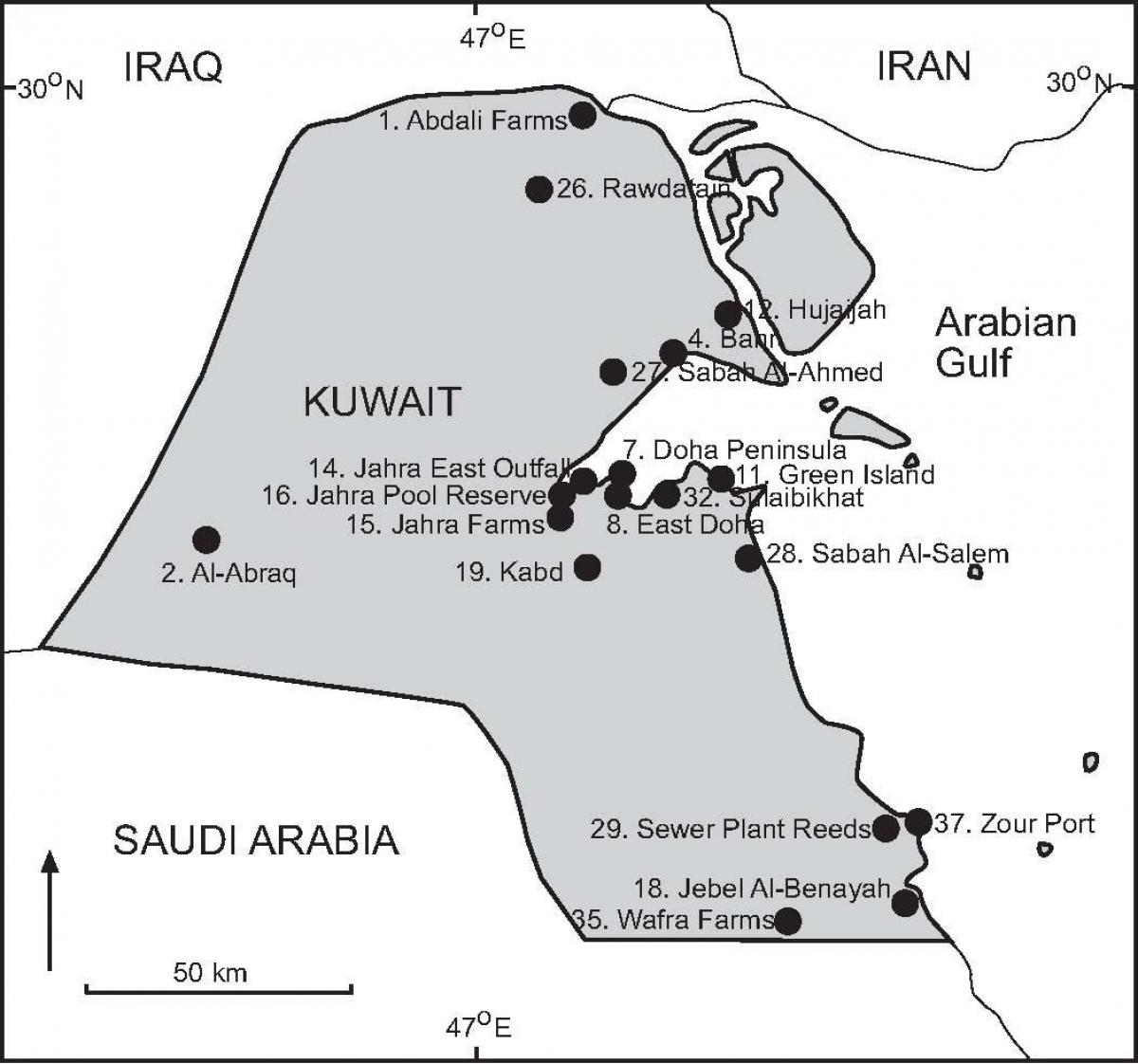 mapa kabd Kuwejt