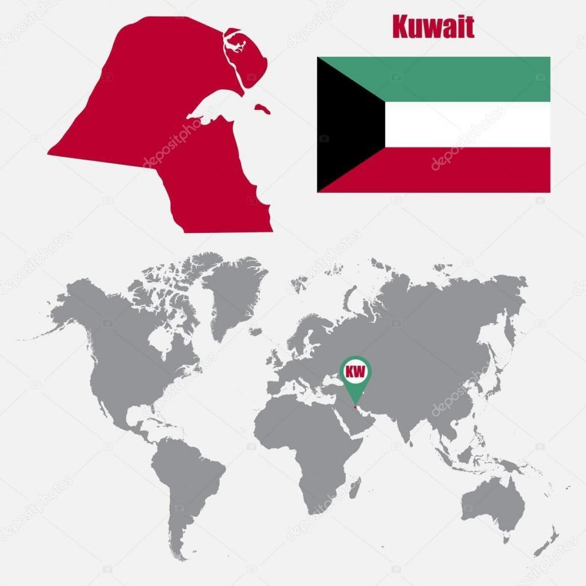 Kuwejt na mapie świata mapa