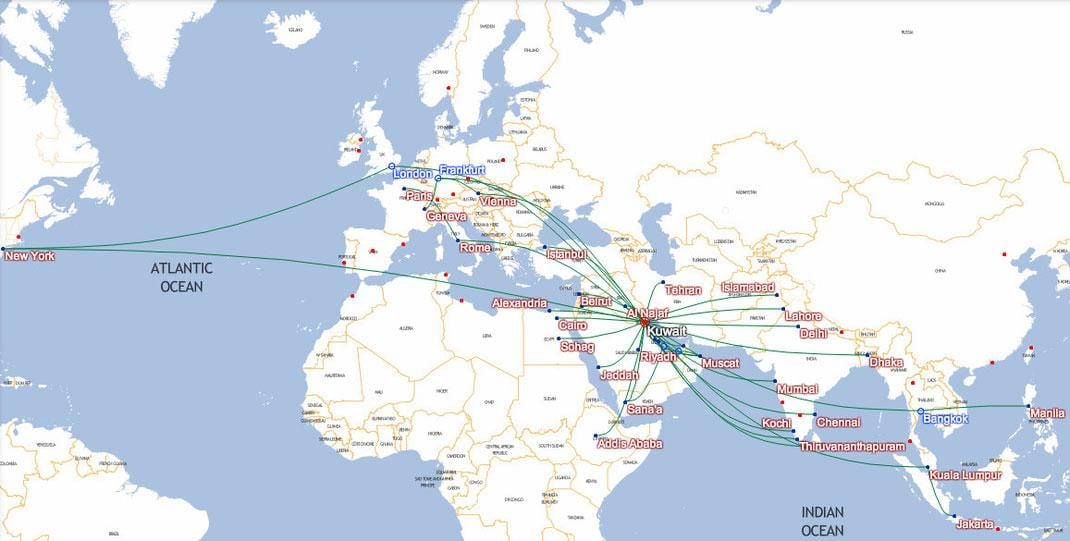 mapa Kuwejt kierunki dróg oddechowych 
