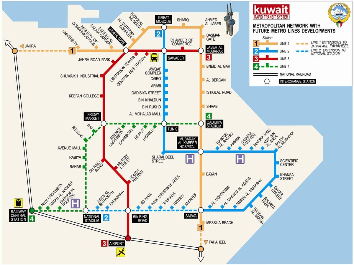 mapa Kuwejt metra