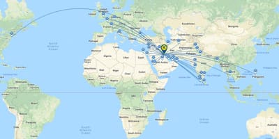 Kuwait airways trasę na mapie